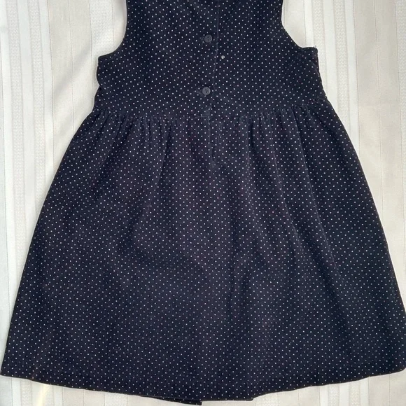 Vintage Navy Corduroy Polka Dot Dress with Pink Ballet Shoe Applique - Picture 8 of 10